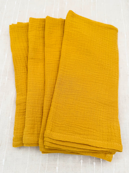 Cotton Crinkle Cloth Napkins - Mustard